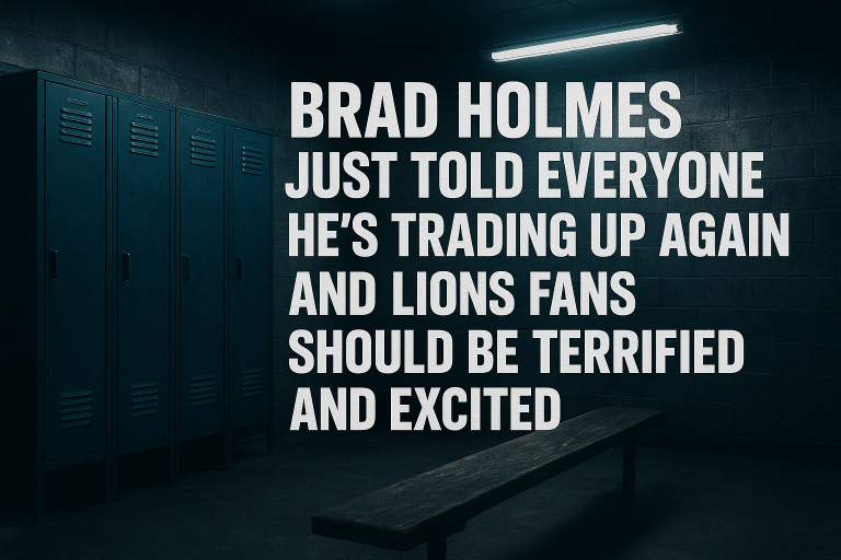Lions GM Brad Holmes promises another aggressive draft approach after trading up 12 times in five years, sitting pretty at pick 17 and ready to go all-in for the right player.