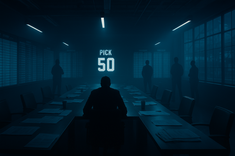 The Lions are on the clock at pick 50 with 11 solid prospects available, including pass rushers T.J. Parker and Gabe Jacas who could immediately upgrade Detroit's defense.