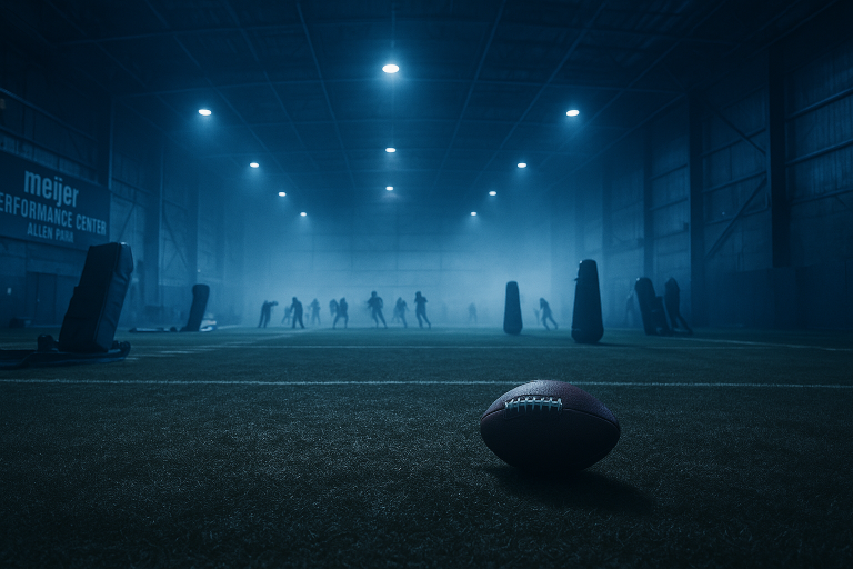 Lions first padded practice saw Jacob Saylors dominate, Blake Miller struggle, and a surprisingly tame day of contact as the left guard battle heats up between Christian Mahogany and Miles Frazier.